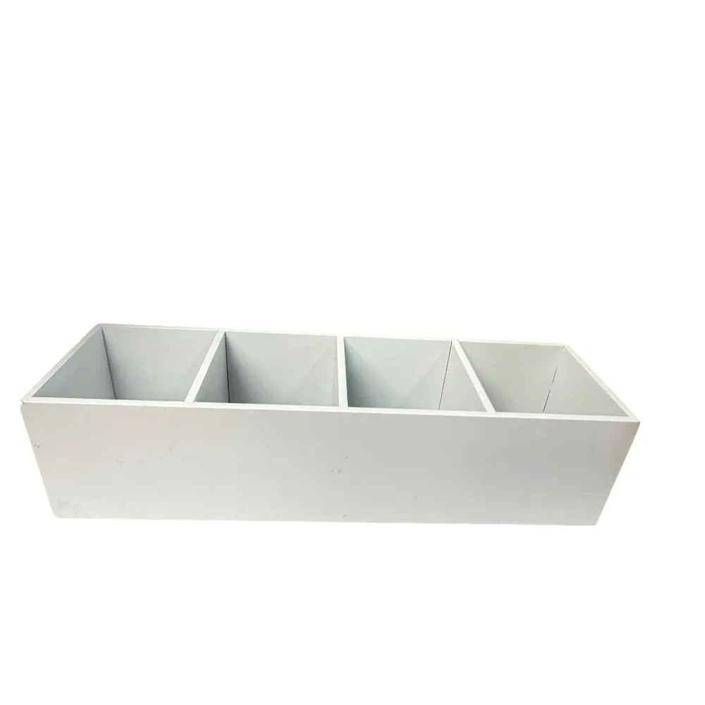 Rae Dunn Vanity Organizer Wood White Face Hair Body 4 Compartment
